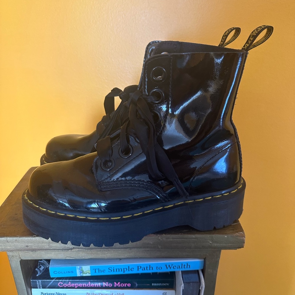 Platform Patent Leather Jadon with Ribbon Laces